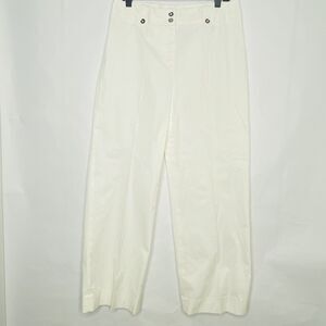 Jone NY Signature Pants Women 10 White Stretch Casual Silver Buttons Summer Cool